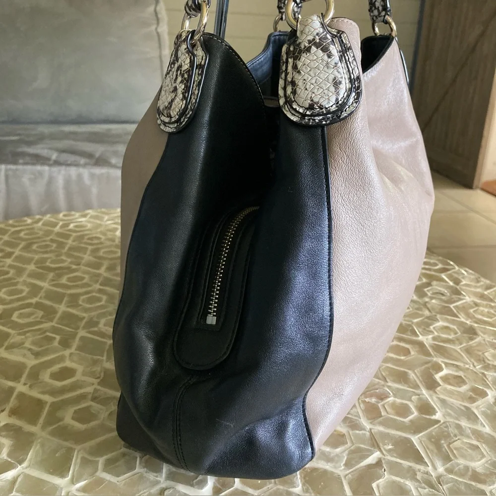 Coach Edie 31 Color-Blocked Shoulder Bag in natural/black
